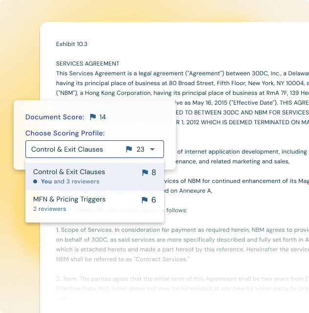 Zuva document scoring interface