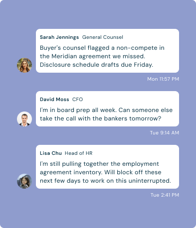 Management team buried in deal work