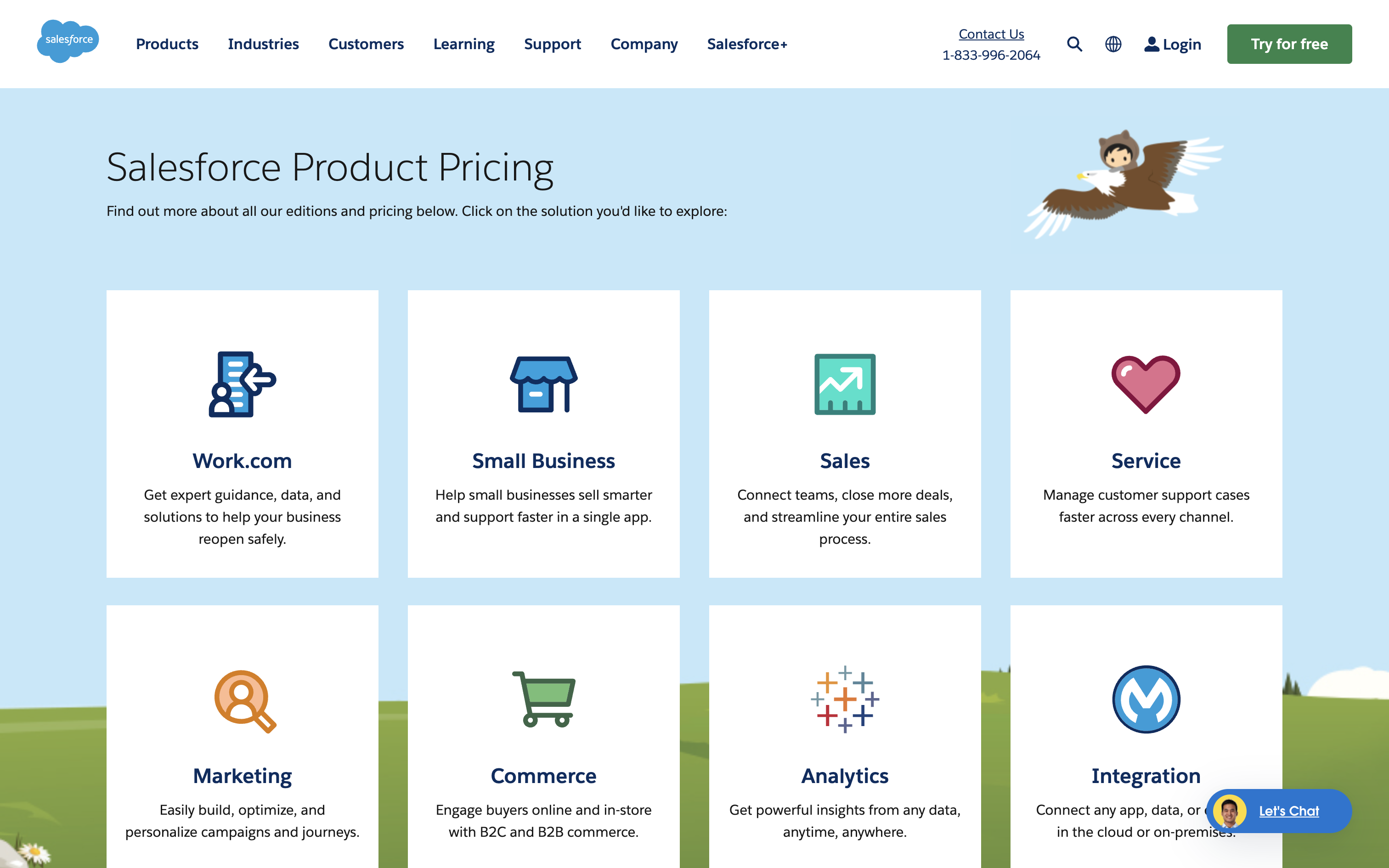 Screenshot of the pricing page on Salesforce's website